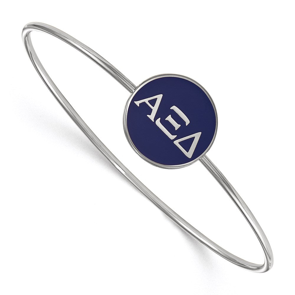 Sterling Silver Rh-plated LogoArt Alpha Xi Delta Enameled Slip-on Bangle