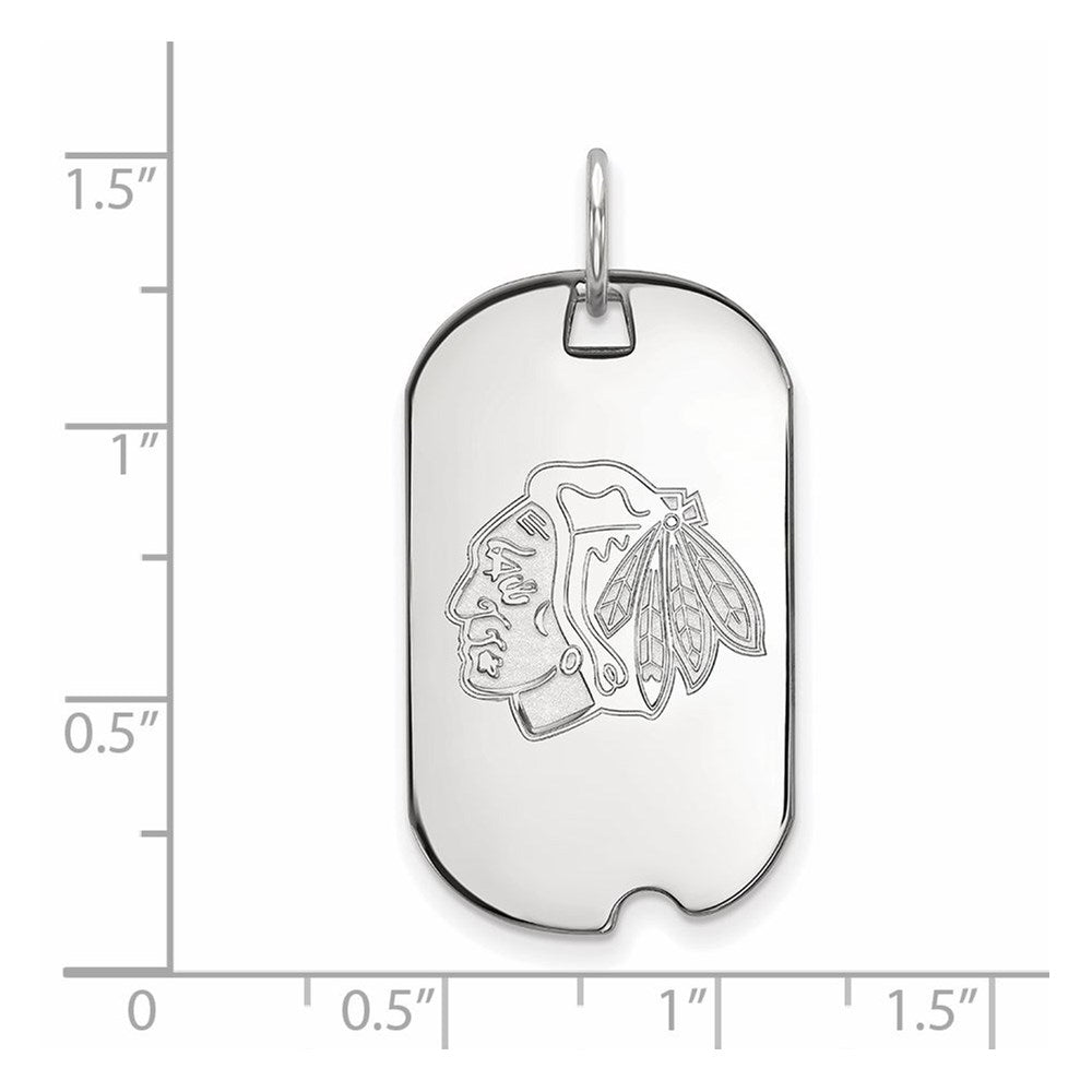 14k White Gold NHL LogoArt Chicago Blackhawks Small Dog Tag Pendant