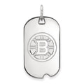 Sterling Silver Rhodium-plated NHL LogoArt Boston Bruins Small Dog Tag Pendant