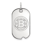 Sterling Silver Rhodium-plated NHL LogoArt Boston Bruins Small Dog Tag Pendant
