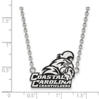 Sterling Silver Rhodium-plated LogoArt Coastal Carolina University Chanticleers Large Enameled Pendant 18 inch Necklace