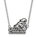 Sterling Silver Rhodium-plated LogoArt Coastal Carolina University Chanticleers Large Enameled Pendant 18 inch Necklace