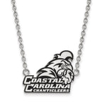 Sterling Silver Rhodium-plated LogoArt Coastal Carolina University Chanticleers Large Enameled Pendant 18 inch Necklace