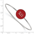Sterling Silver Rh-plated LogoArt Chi Omega Enameled Slip-on Bangle