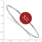 Sterling Silver Rh-plated LogoArt Chi Omega Enameled Slip-on Bangle
