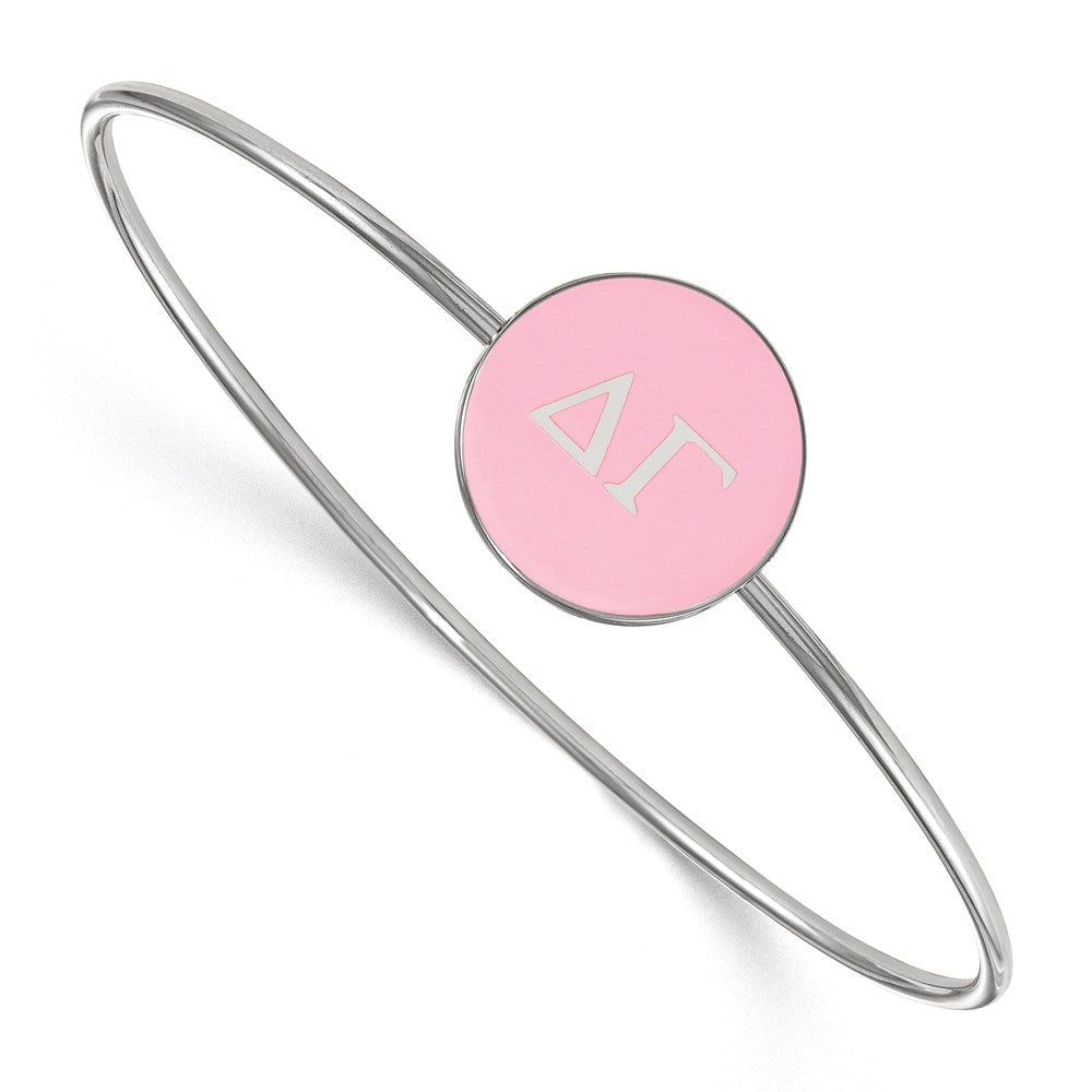 Sterling Silver Rh-plated LogoArt Delta Gamma Enameled Slip-on Bangle