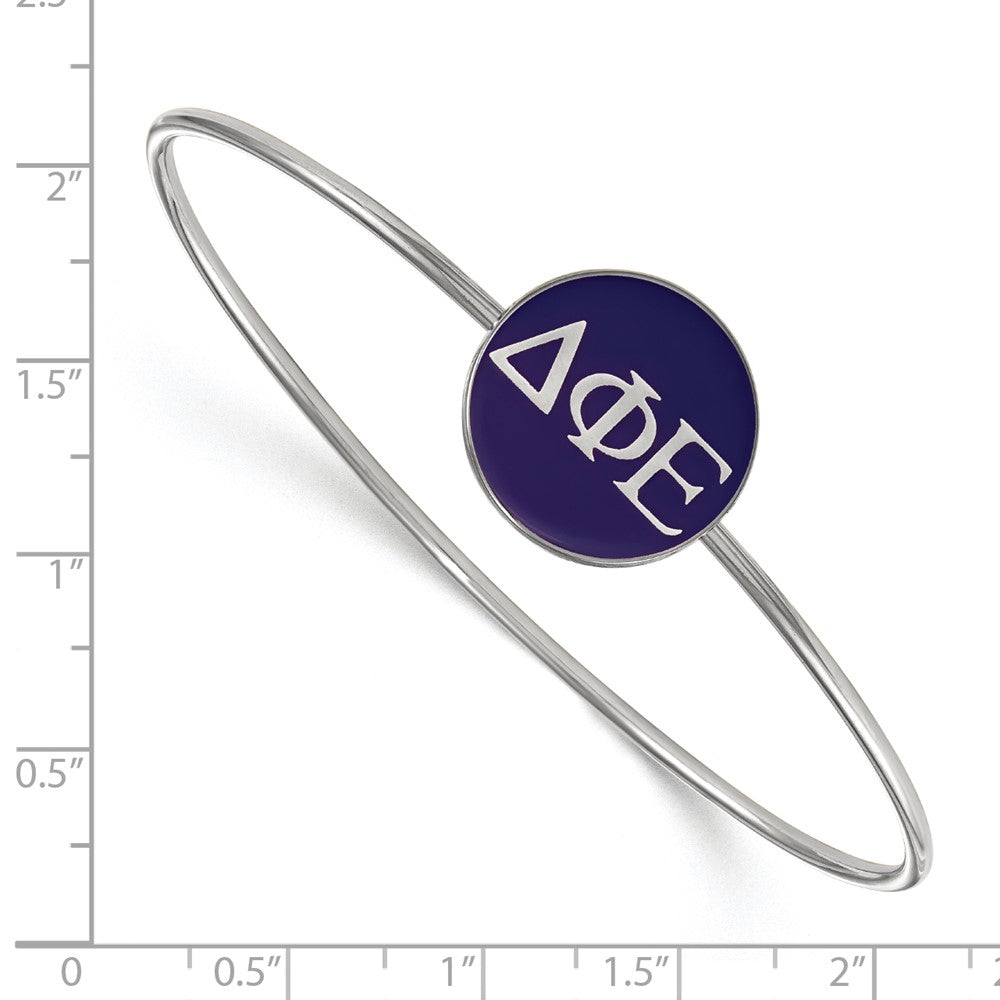 Sterling S. Rh-plated LogoArt Delta Phi Epsilon Enameled Slip-on Bangle