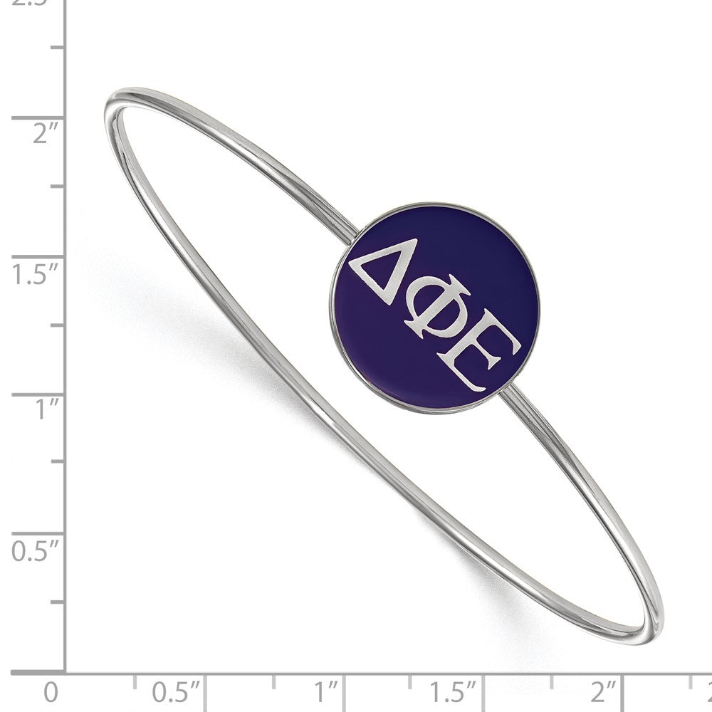 Sterling S. Rh-plated LogoArt Delta Phi Epsilon Enameled Slip-on Bangle