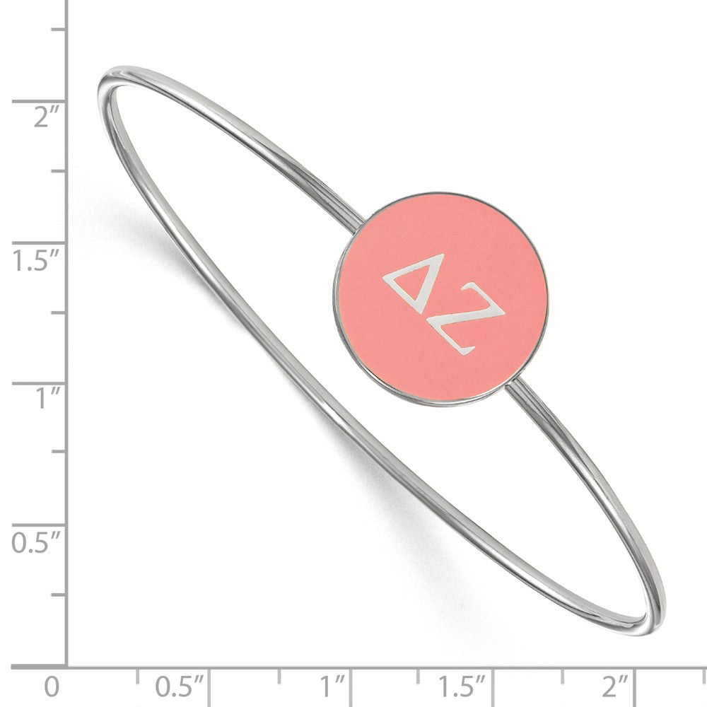 Sterling Silver Rh-plated LogoArt Delta Zeta Enameled Slip-on Bangle