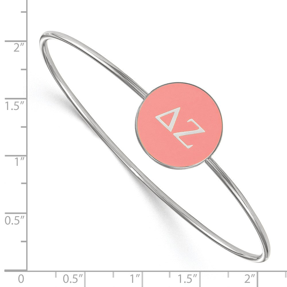Sterling Silver Rh-plated LogoArt Delta Zeta Enameled Slip-on Bangle