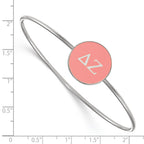 Sterling Silver Rh-plated LogoArt Delta Zeta Enameled Slip-on Bangle