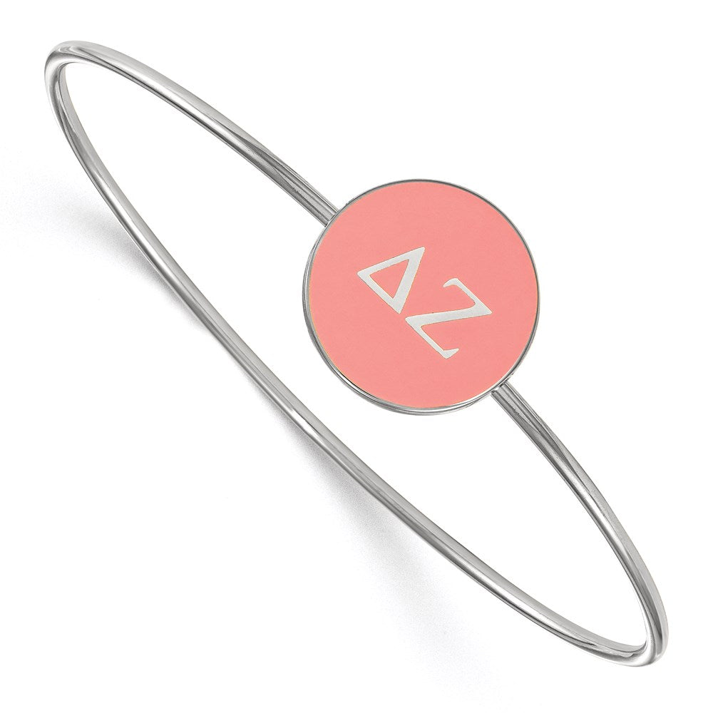 Sterling Silver Rh-plated LogoArt Delta Zeta Enameled Slip-on Bangle