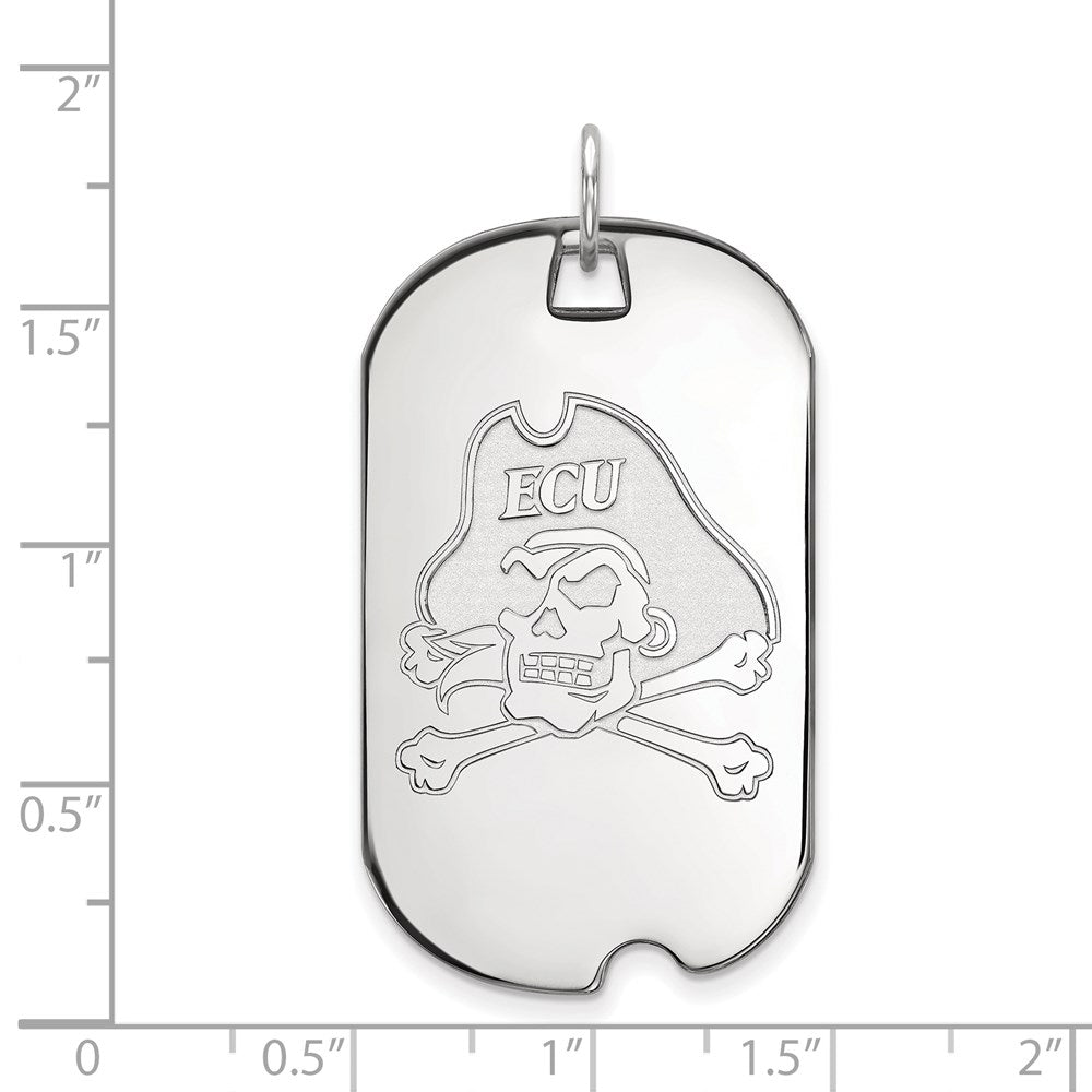 10k White Gold LogoArt East Carolina University Pirate Large Dog Tag Pendant