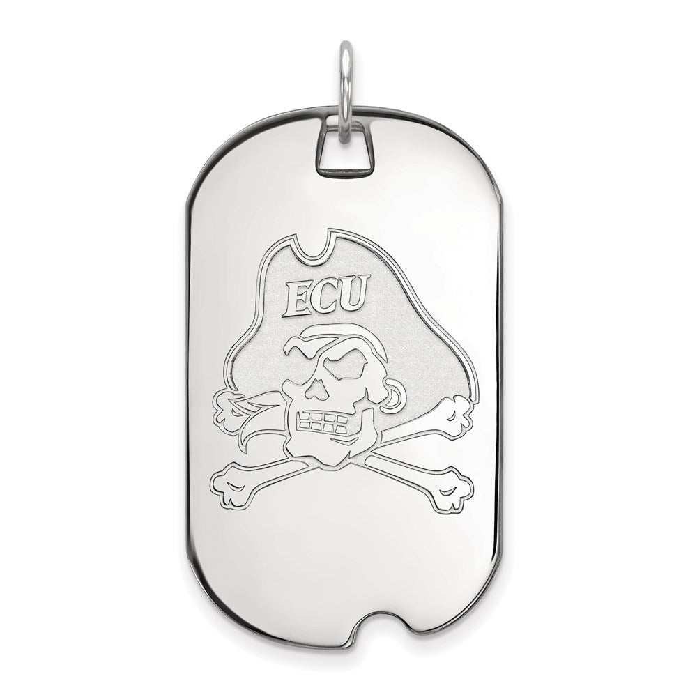 Sterling Silver Rhodium-plated LogoArt East Carolina University Pirate Large Dog Tag Pendant