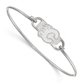 Sterling Silver Rhodium-plated NHL LogoArt Calgary Flames Letter C Small Center 7 inch Wire Bangle
