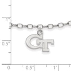 Sterling Silver Rhodium-plated LogoArt Georgia Institute of Technology G-T 9-inch Anklet