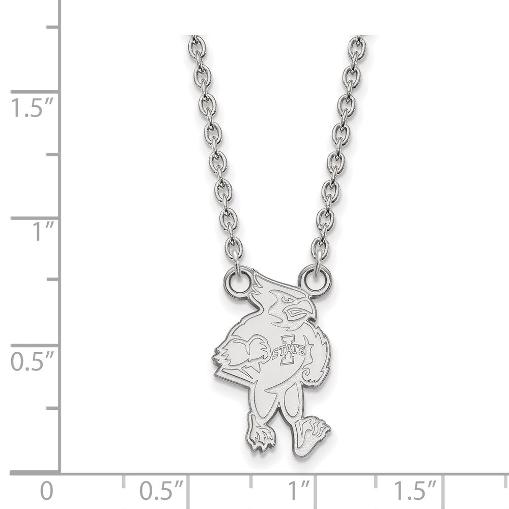 14k White Gold LogoArt Iowa State University Cardinal Large Pendant 18 inch Necklace
