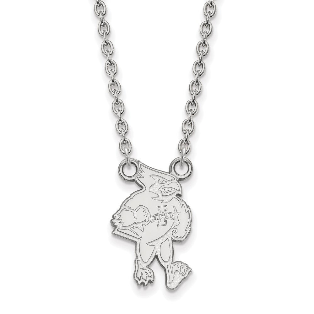 10k White Gold LogoArt Iowa State University Cardinal Large Pendant 18 inch Necklace