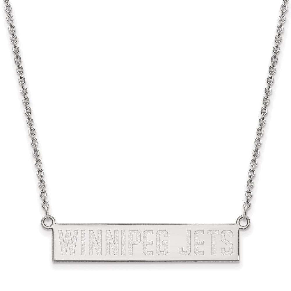 Sterling Silver Rhodium-plated NHL LogoArt Winnipeg Jets Small Bar 18 inch Necklace