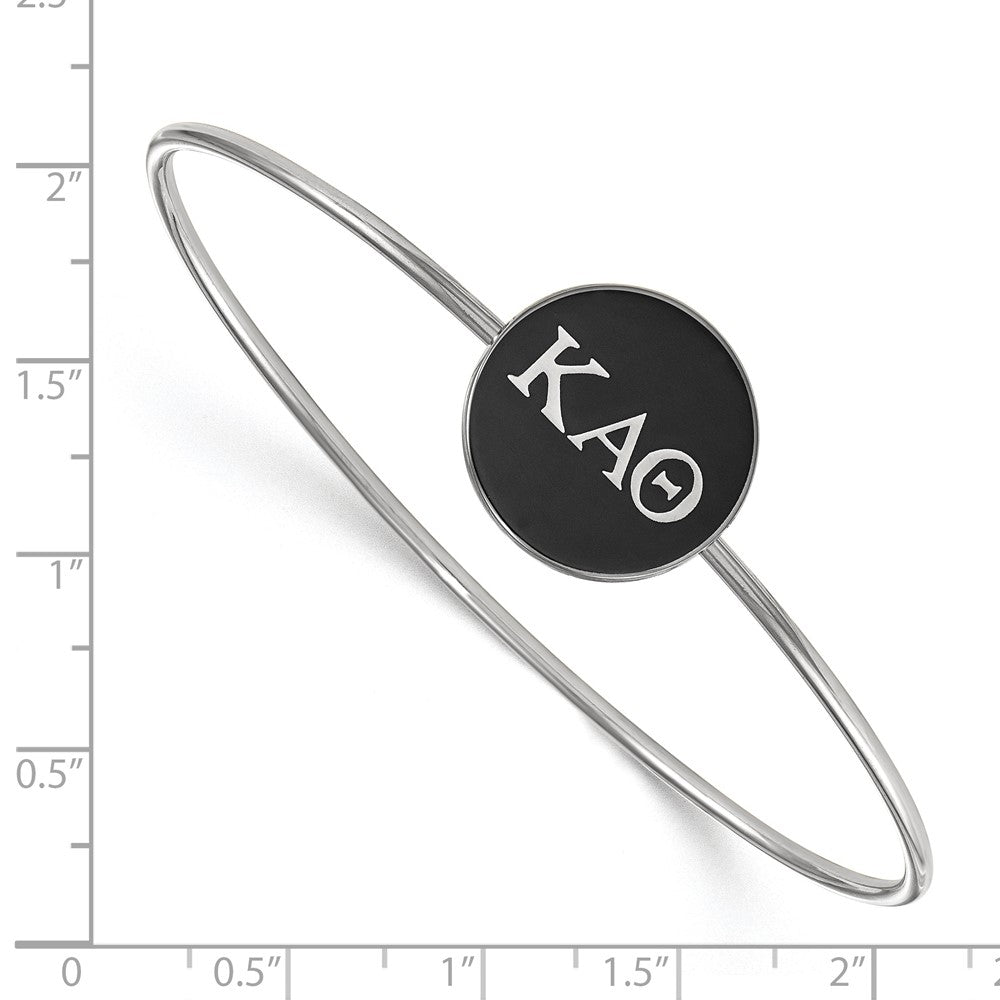 Sterling S. Rh-plated LogoArt Kappa Alpha Theta Enameled Slip-on Bangle