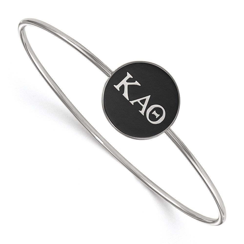 Sterling S. Rh-plated LogoArt Kappa Alpha Theta Enameled Slip-on Bangle