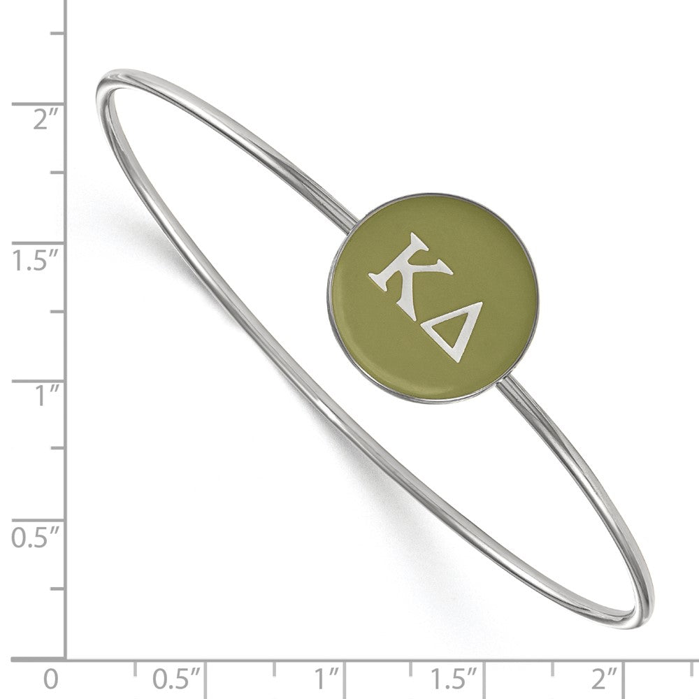 Sterling Silver Rh-plated LogoArt Kappa Delta Enameled Slip-on Bangle