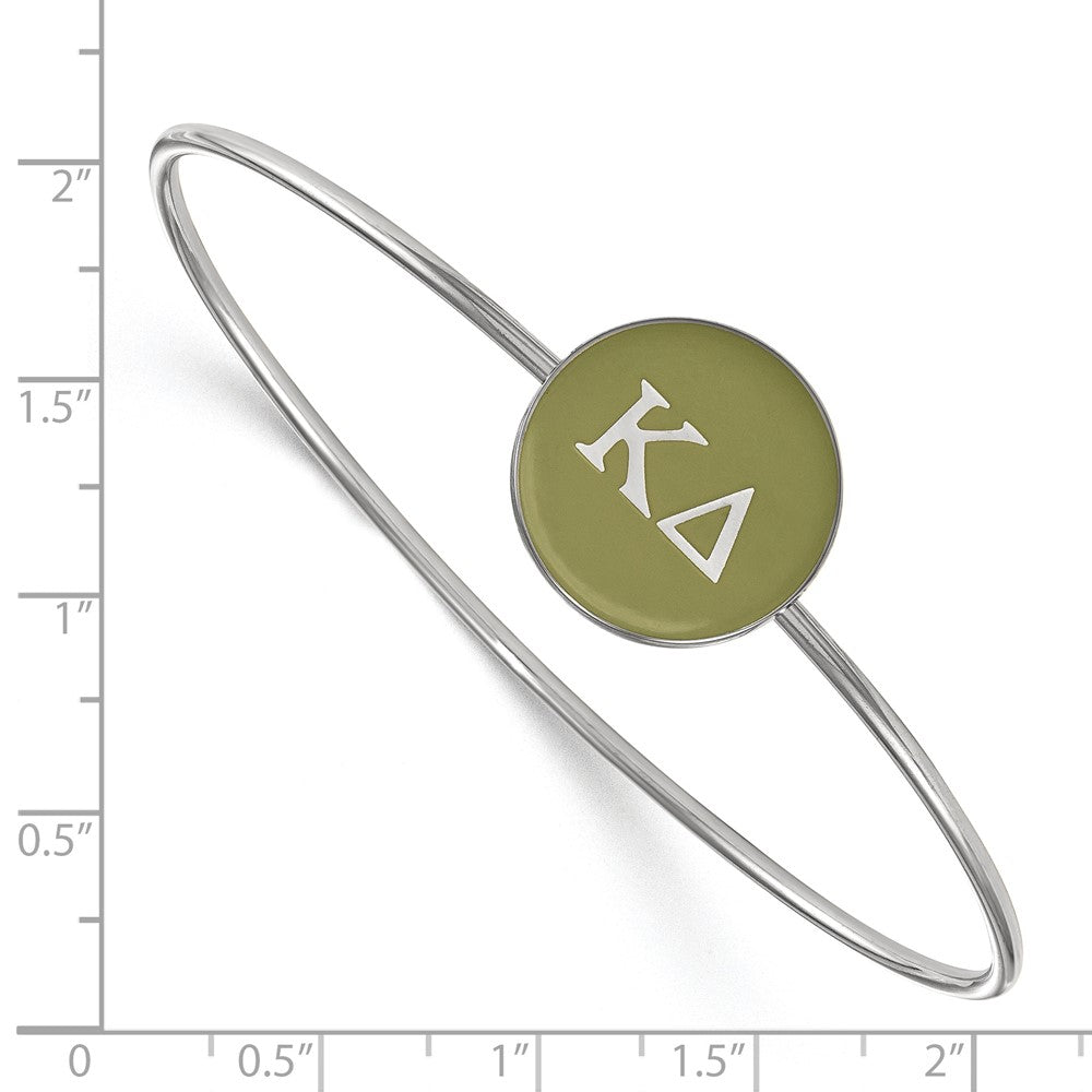 Sterling Silver Rh-plated LogoArt Kappa Delta Enameled Slip-on Bangle