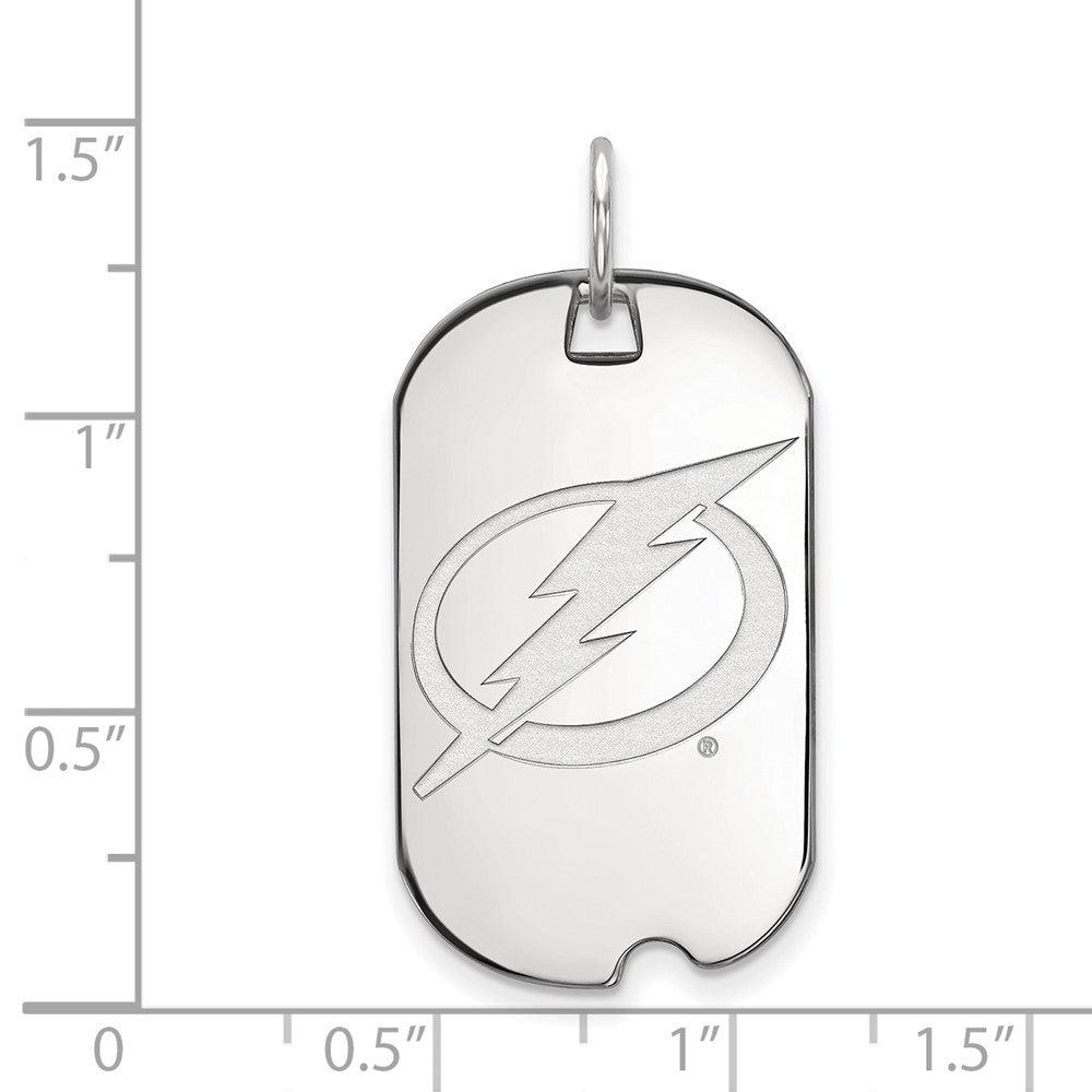 14k White Gold NHL LogoArt Tampa Bay Lightning Small Dog Tag Pendant