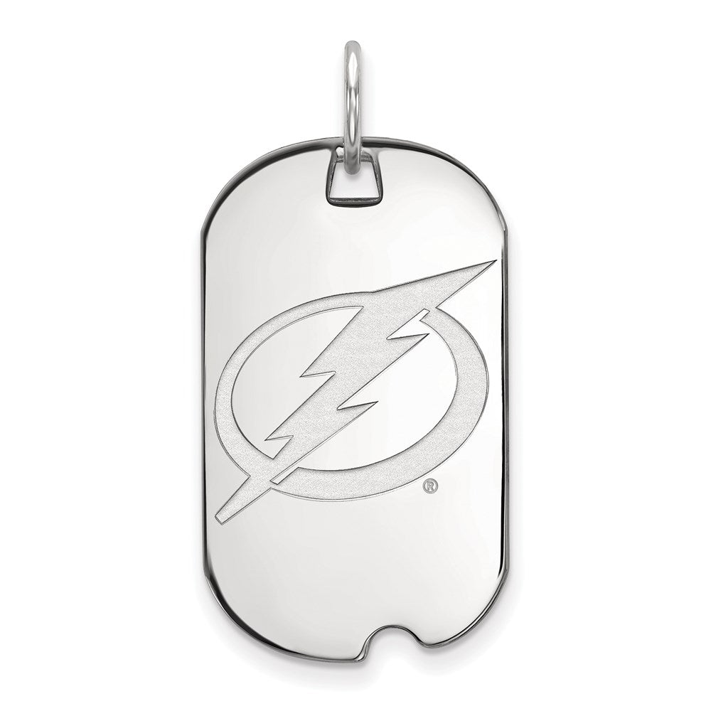 Sterling Silver Rhodium-plated NHL LogoArt Tampa Bay Lightning Small Dog Tag Pendant