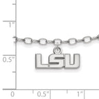 Sterling Silver Rhodium-plated LogoArt Louisiana State University L-S-U 9 inch Anklet