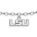 Sterling Silver Rhodium-plated LogoArt Louisiana State University L-S-U 9 inch Anklet