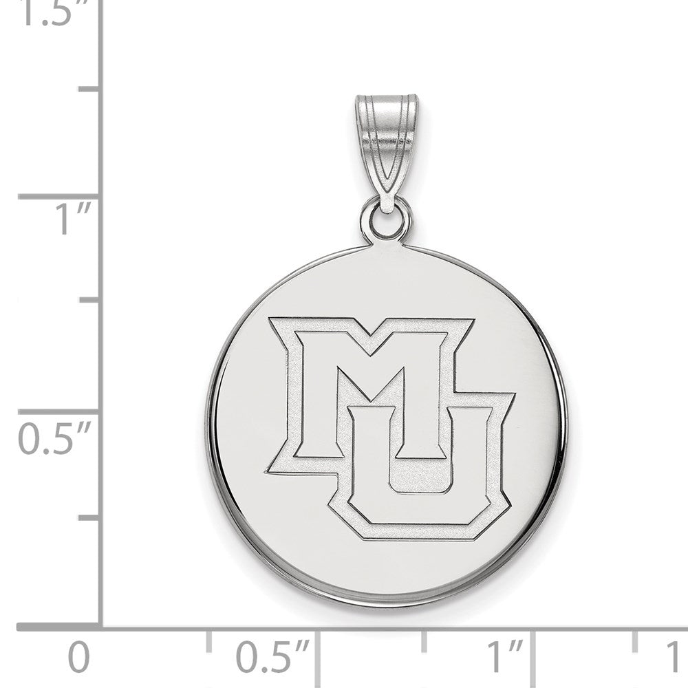 10k White Gold LogoArt Marquette University M-U Large Disc Pendant