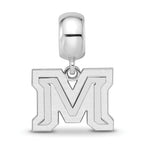 Sterling Silver Rhodium-plated LogoArt Montana State University Letter M Small Dangle Bead Charm