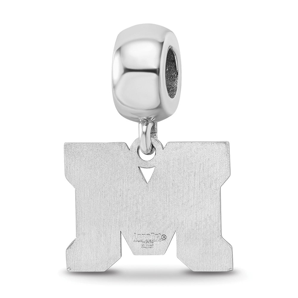 Sterling Silver Rhodium-plated LogoArt Montana State University Letter M Small Dangle Bead Charm