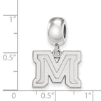 Sterling Silver Rhodium-plated LogoArt Montana State University Letter M Small Dangle Bead Charm