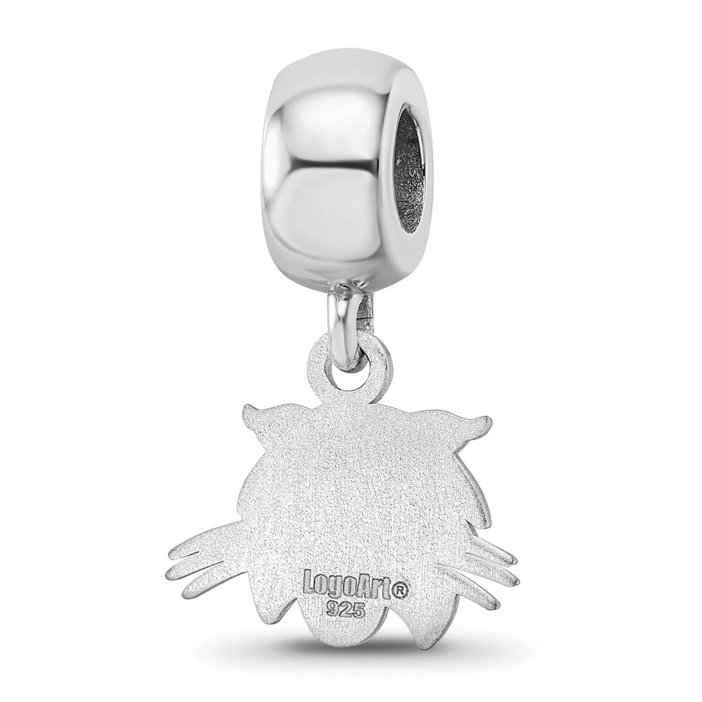 Sterling Silver Rhodium-plated LogoArt Ohio University Bobcat Extra Small Dangle Bead Charm