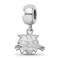 Sterling Silver Rhodium-plated LogoArt Ohio University Bobcat Extra Small Dangle Bead Charm