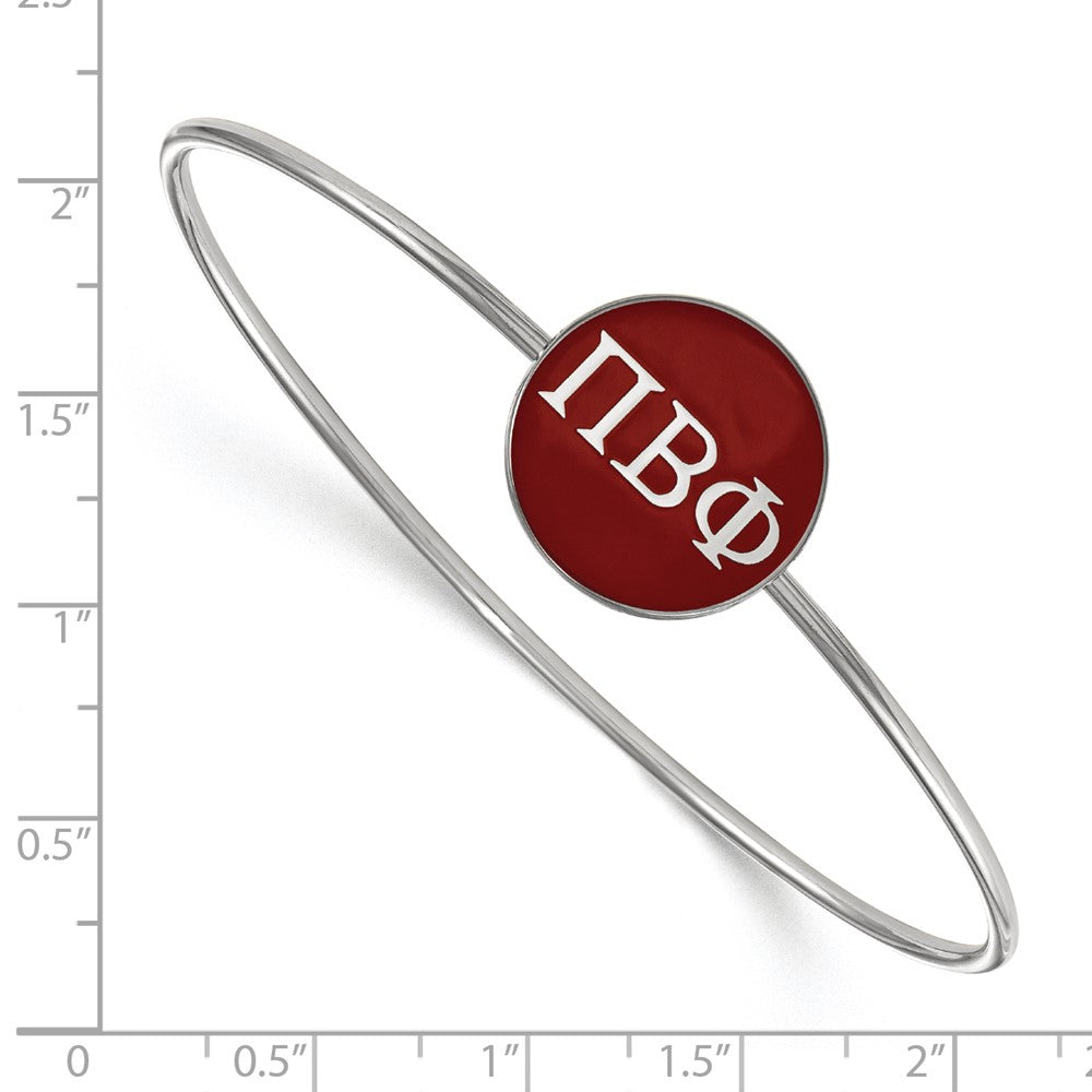 Sterling Silver Rh-plated LogoArt Pi Beta Phi Enameled Slip-on Bangle