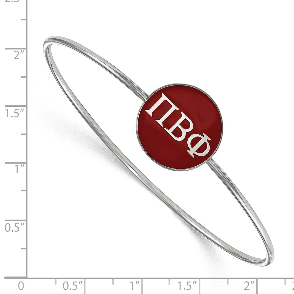 Sterling Silver Rh-plated LogoArt Pi Beta Phi Enameled Slip-on Bangle