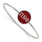 Sterling Silver Rh-plated LogoArt Pi Beta Phi Enameled Slip-on Bangle