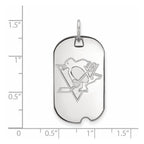 Sterling Silver Rhodium-plated NHL LogoArt Pittsburgh Penguins Small Dog Tag Pendant