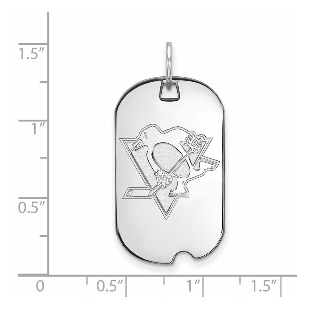 10k White Gold NHL LogoArt Pittsburgh Penguins Small Dog Tag Pendant