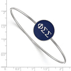 Sterling Silver Rh-plated LogoArt Phi Sigma Sigma Enameled Slip-on Bangle