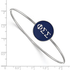 Sterling Silver Rh-plated LogoArt Phi Sigma Sigma Enameled Slip-on Bangle