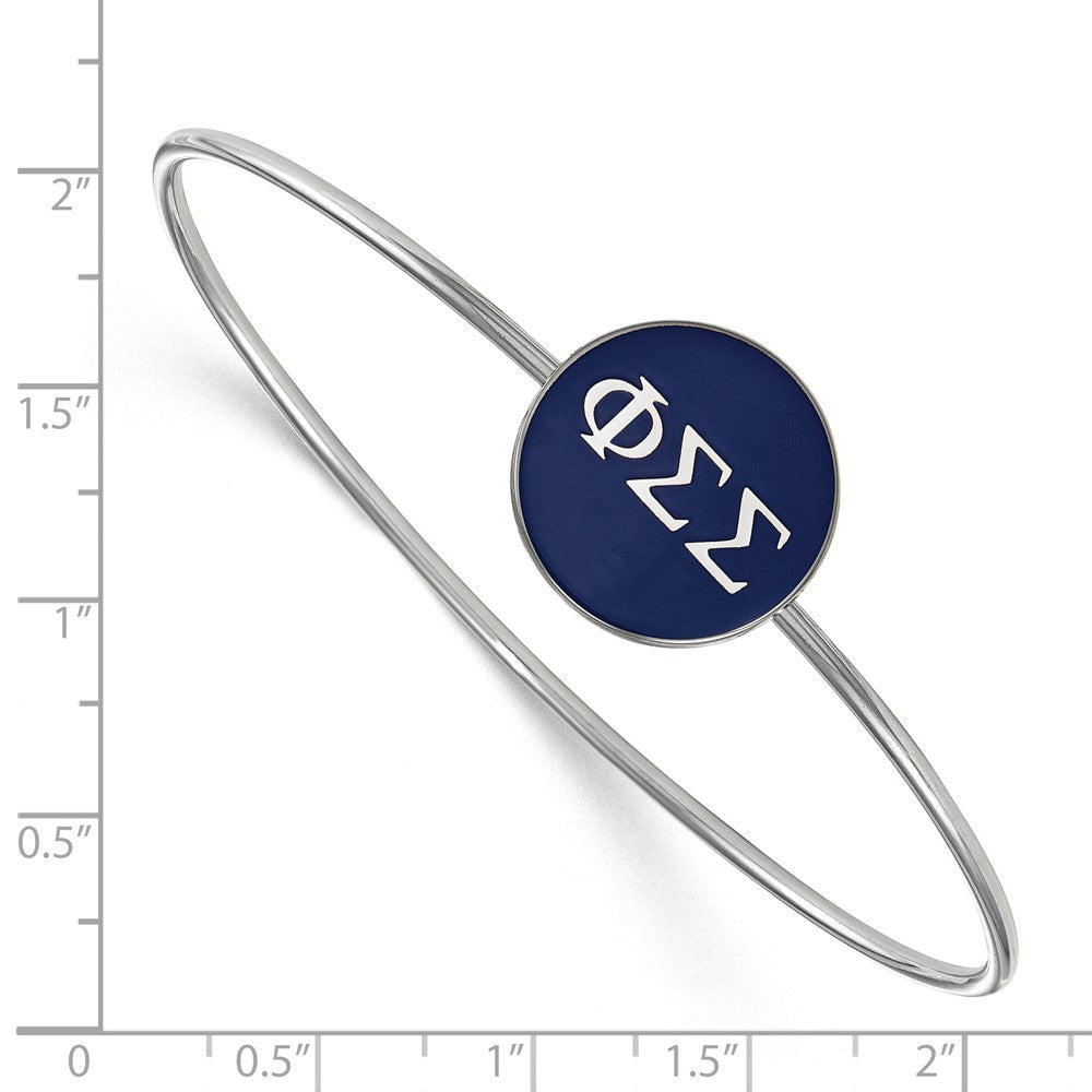 Sterling Silver Rh-plated LogoArt Phi Sigma Sigma Enameled Slip-on Bangle