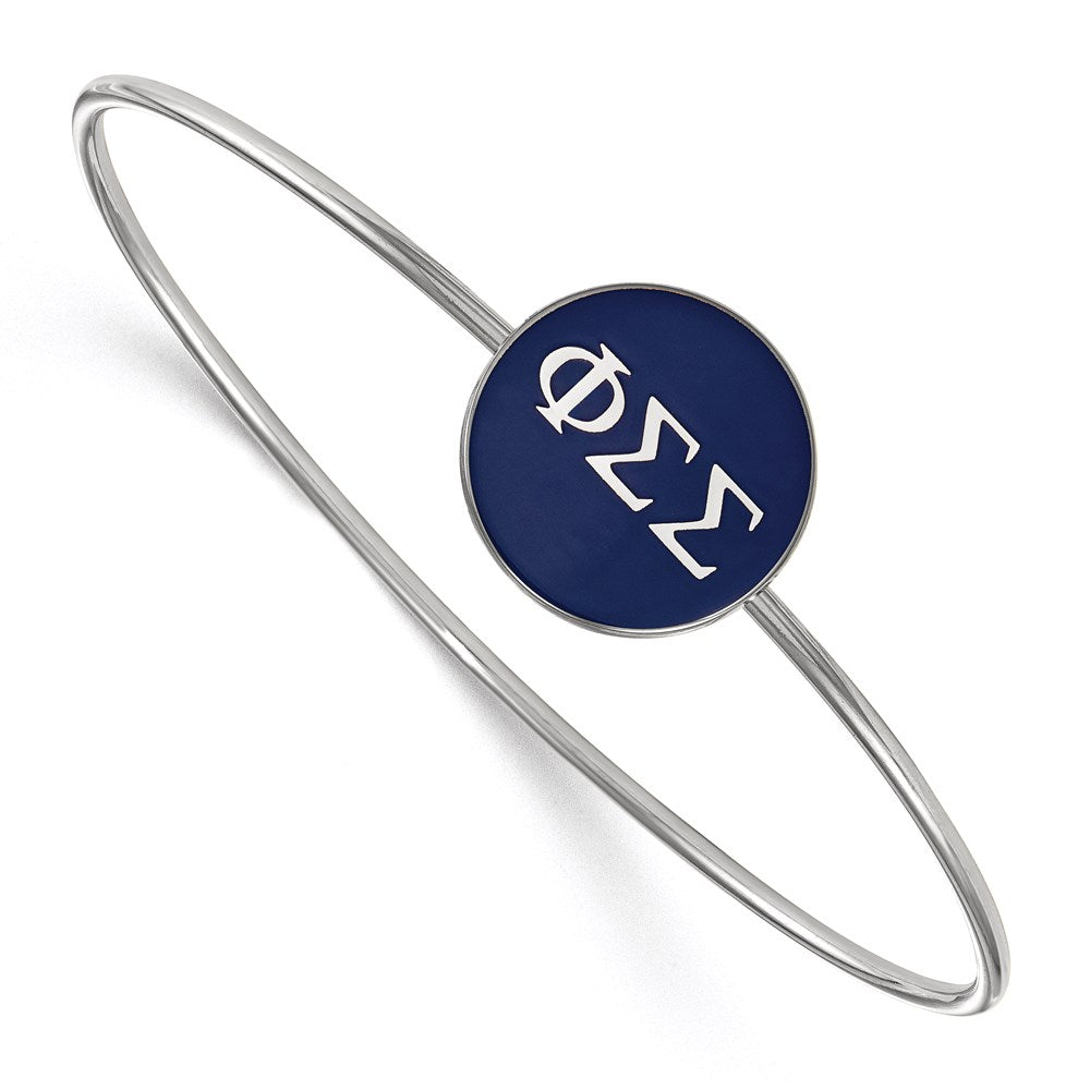 Sterling Silver Rh-plated LogoArt Phi Sigma Sigma Enameled Slip-on Bangle