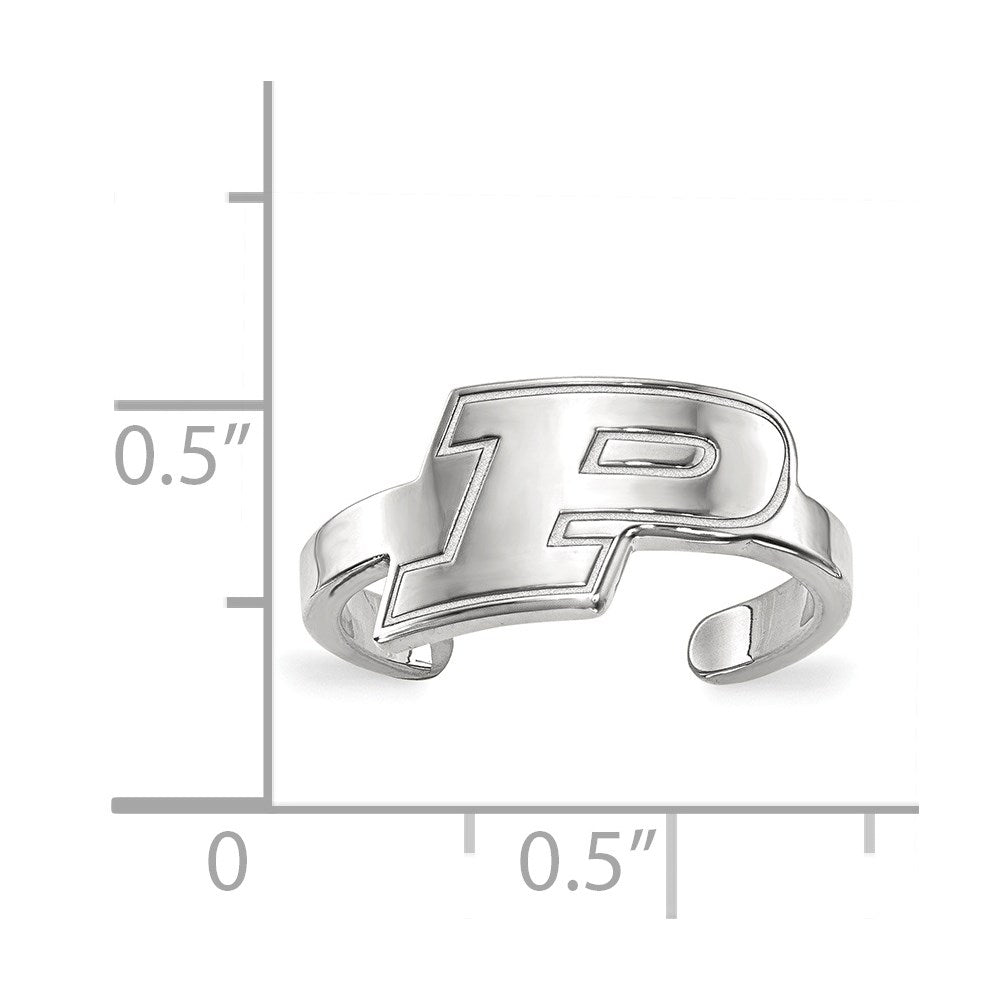 Sterling Silver Rhodium-plated LogoArt Purdue University Letter P Toe Ring