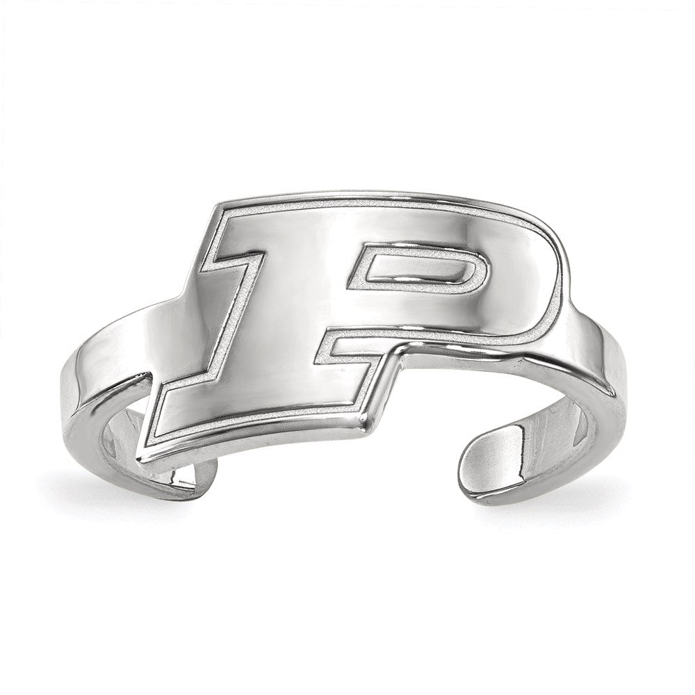 Sterling Silver Rhodium-plated LogoArt Purdue University Letter P Toe Ring