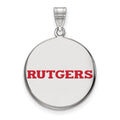 Sterling Silver Rhodium-plated LogoArt Rutgers University Large Enameled Disc Pendant