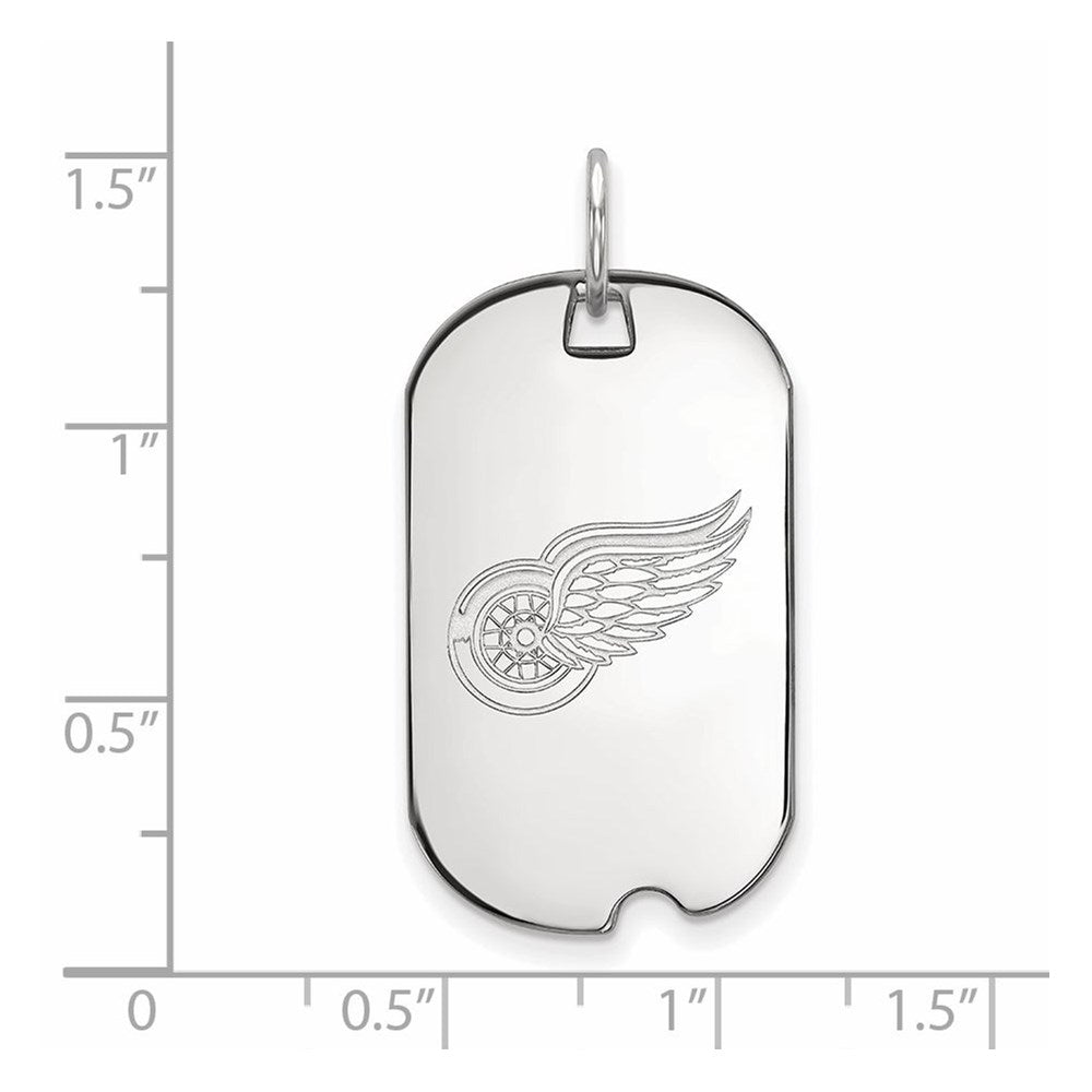 Sterling Silver Rhodium-plated NHL LogoArt Detroit Red Wings Small Dog Tag Pendant